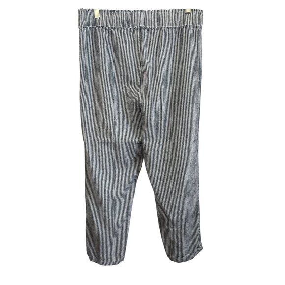 Purple & More Striped Linen Blend Elastic Waist Cropped Pants With Pockets Med - Picture 2 of 7